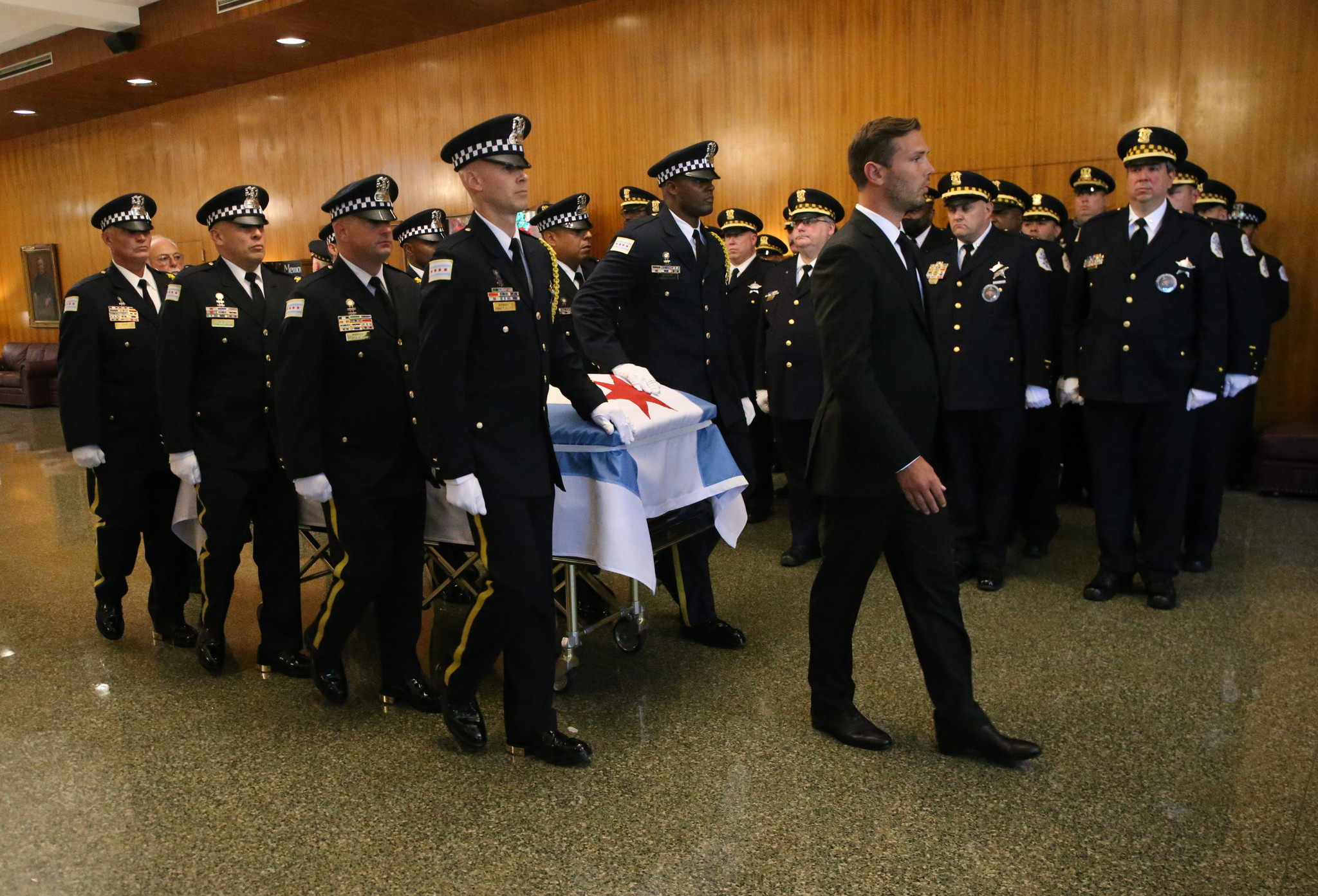 The casket of Chicago police Officer Ella French is brought...