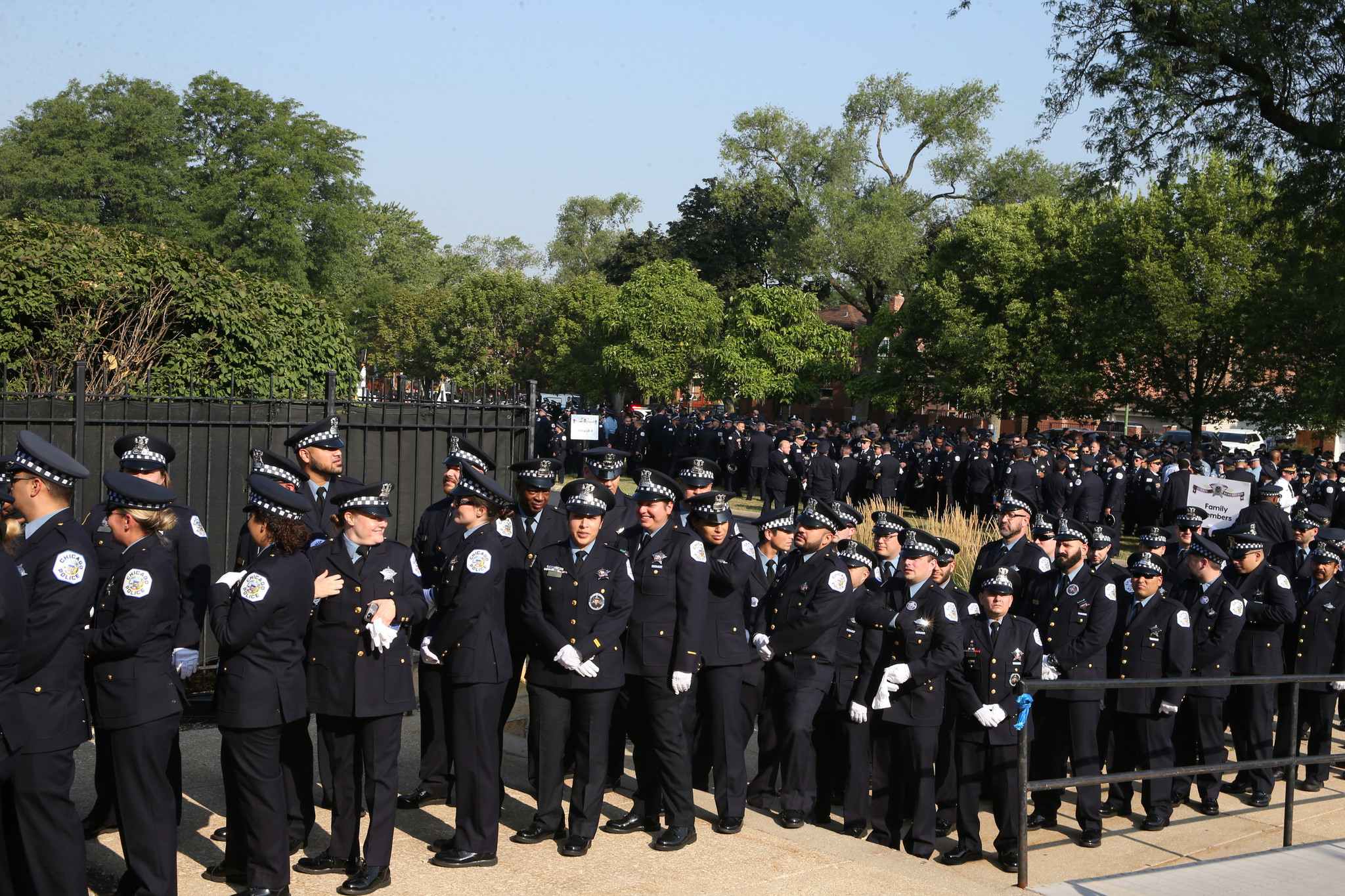 Chicago police officers assemble for the funeral for Chicago police...