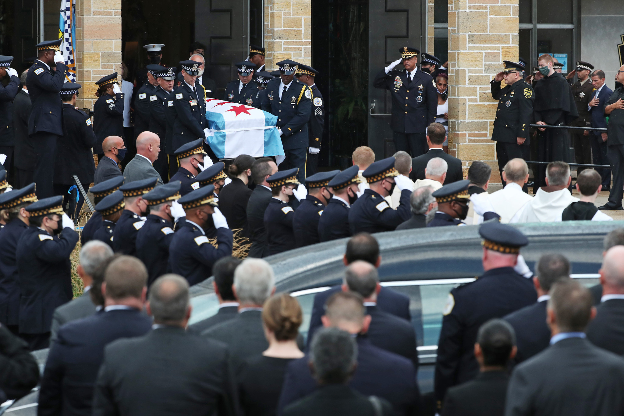 The casket of Chicago police Officer Ella French is brought...