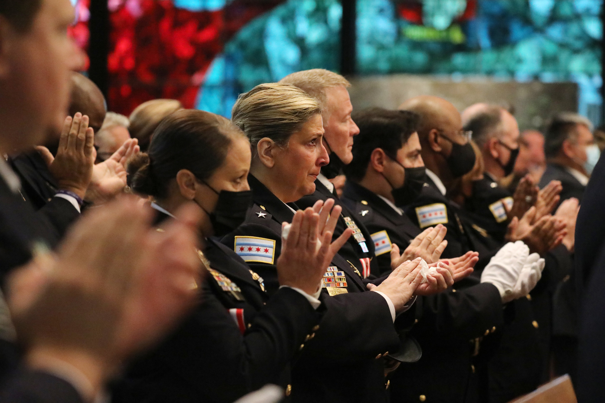Chicago police officers during the funeral Mass for Chicago police...