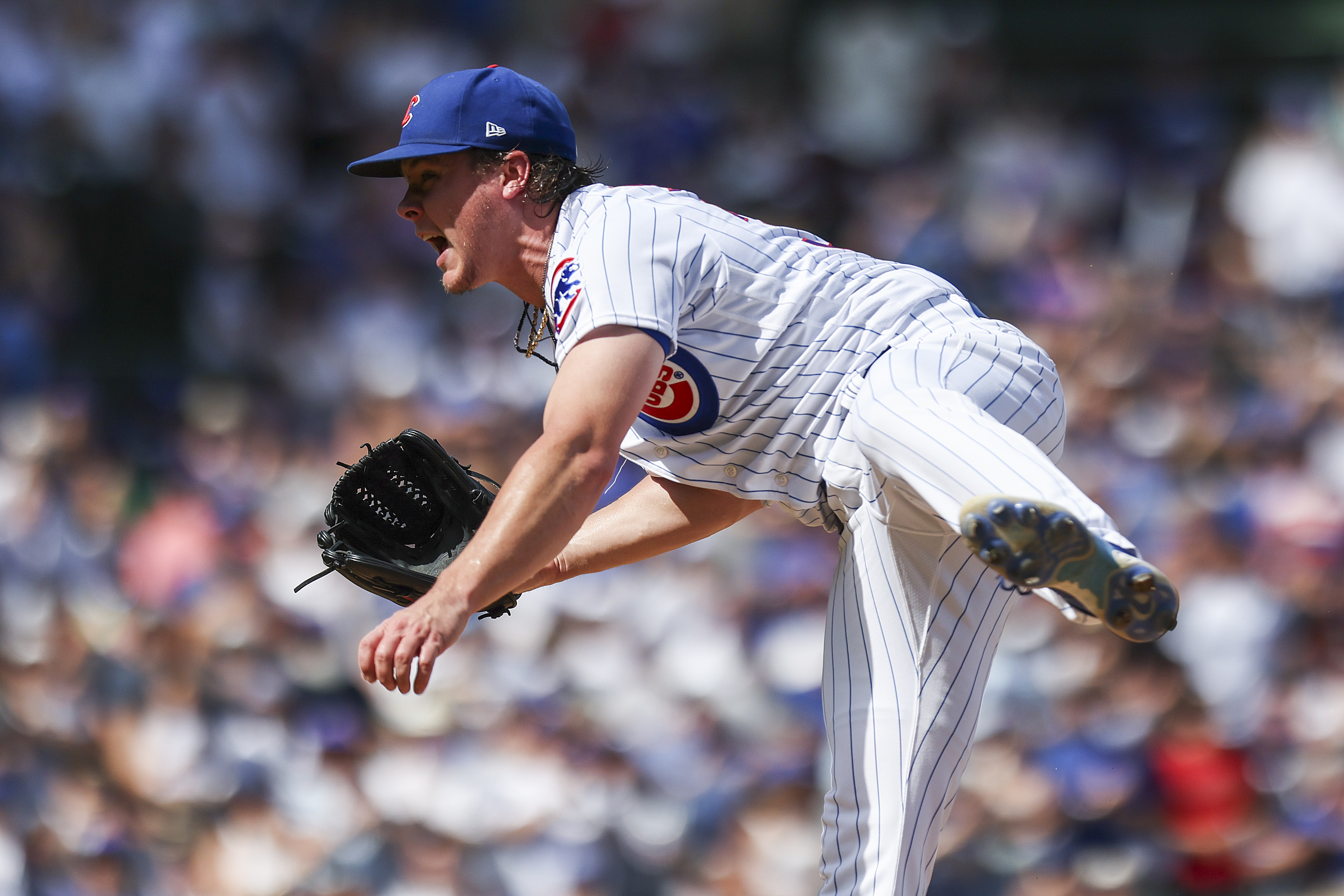 Cubs starting pitcher Justin Steele delivers against the Giants on Sept. 4, 2023, at Wrigley Field. (Eileen T. Meslar/Chicago Tribune)