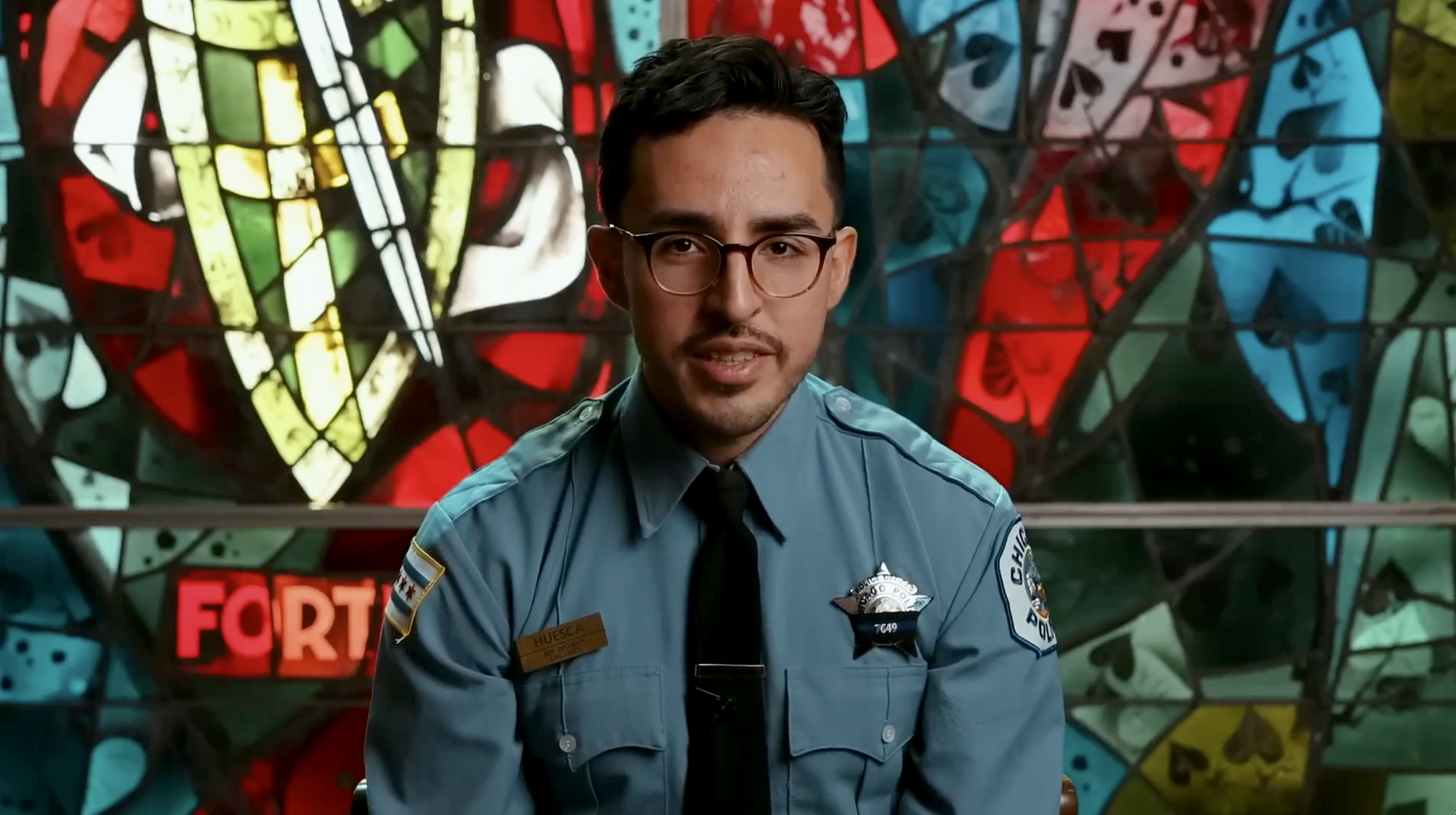 An image of Chicago police Officer Luis M. Huesca from the video "Behind This Uniform: Honoring Officer Andrés Mauricio Vásquez Lasso." (Chicago Police Department)