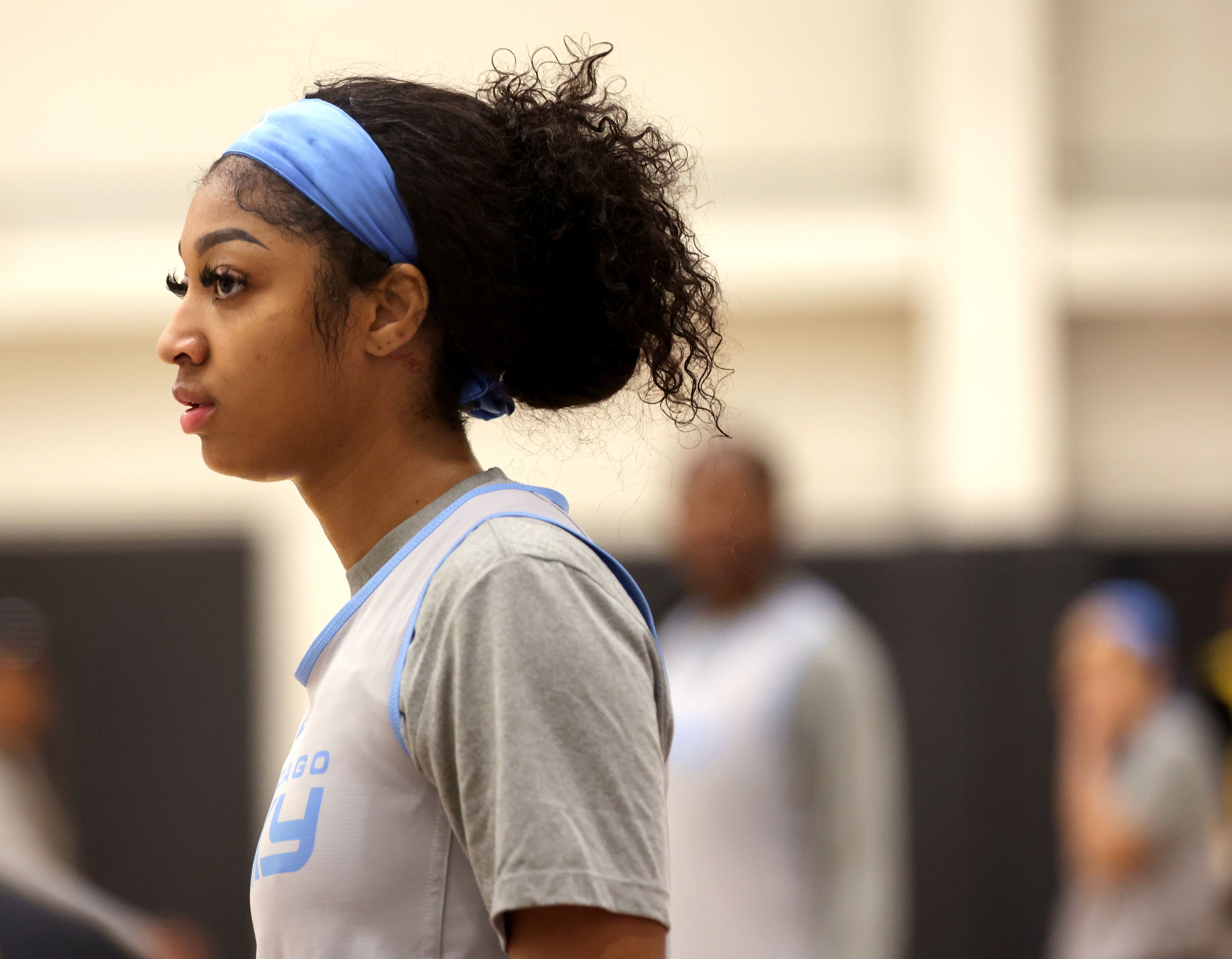 Rookie Angel Reese during Chicago Sky training camp at the Sachs Recreation Center on May 1, 2024, in Deerfield. (Stacey Wescott/Chicago Tribune)