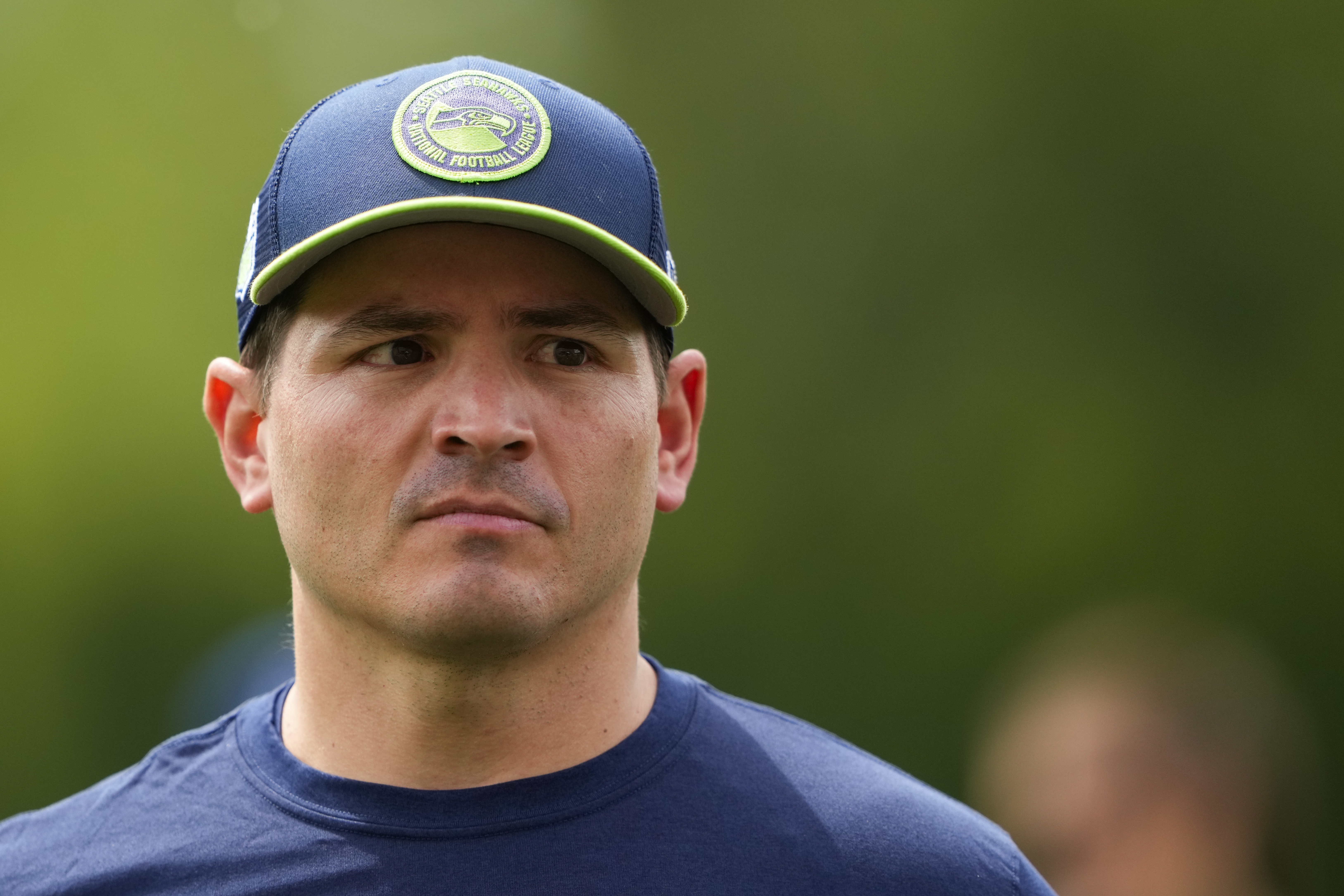 Seahawks coach Mike Macdonald walks off the field following the rookie minicamp on May 3, 2024, in Renton, Wash. (Lindsey Wasson/AP)