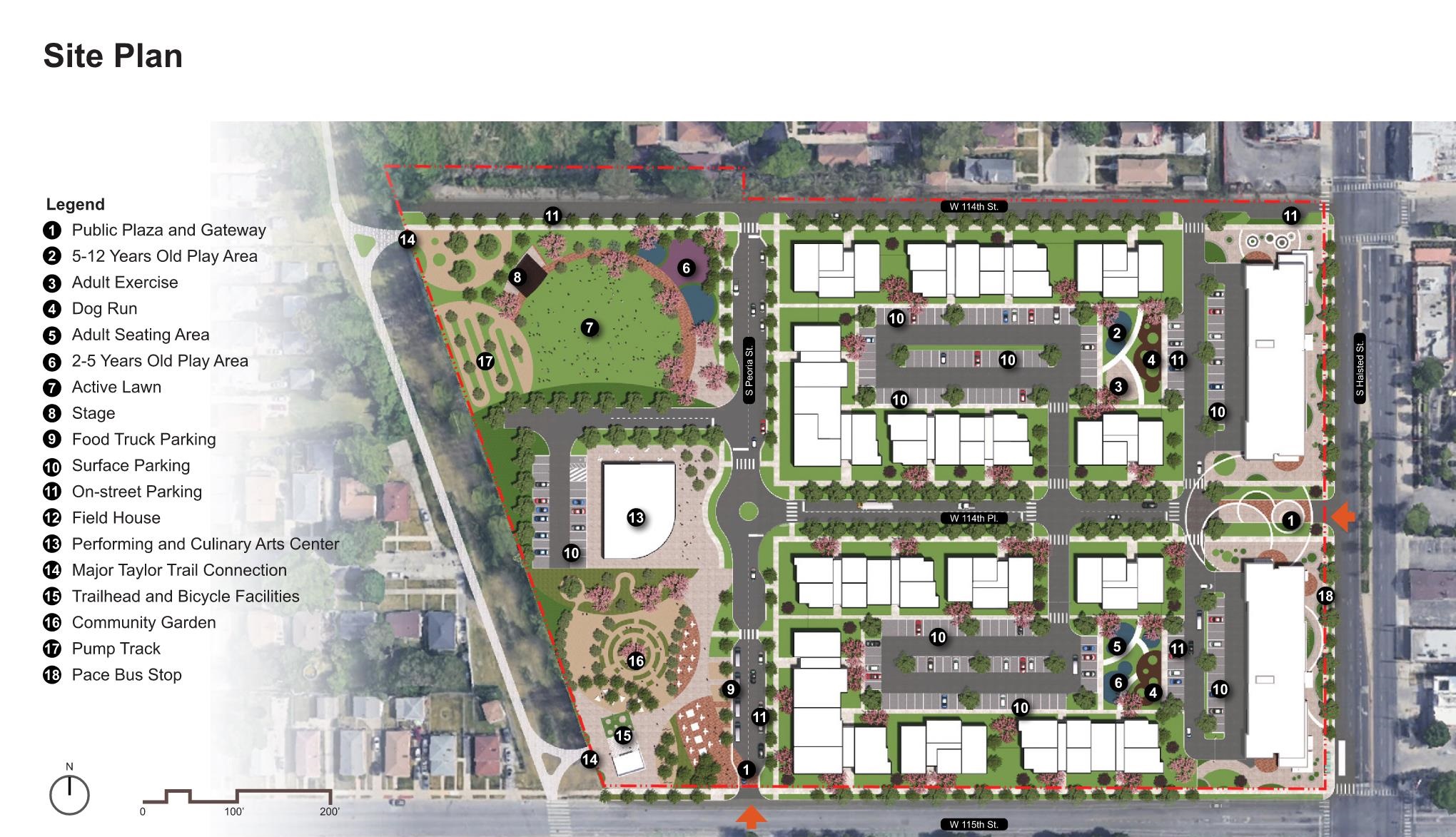 The site plan for 12 acres of property in the Morgan Park Commons. (Lamar Johnson Collaborative)