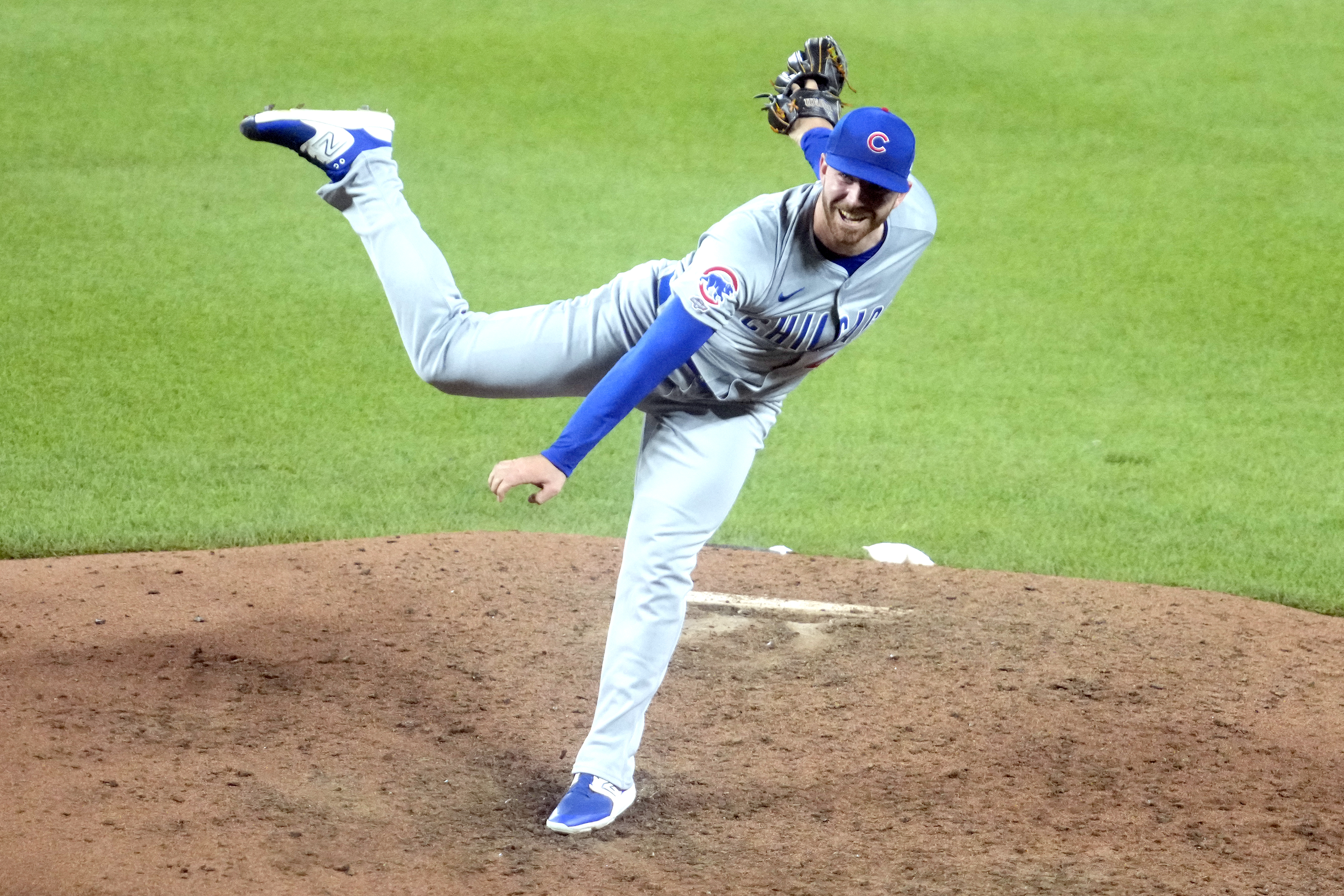 Hunter Bigge pitches in his major-league debut in the ninth inning for the Cubs on July 9, 2024 in Baltimore, DC. (Photo by Mitchell Layton/Getty Images)