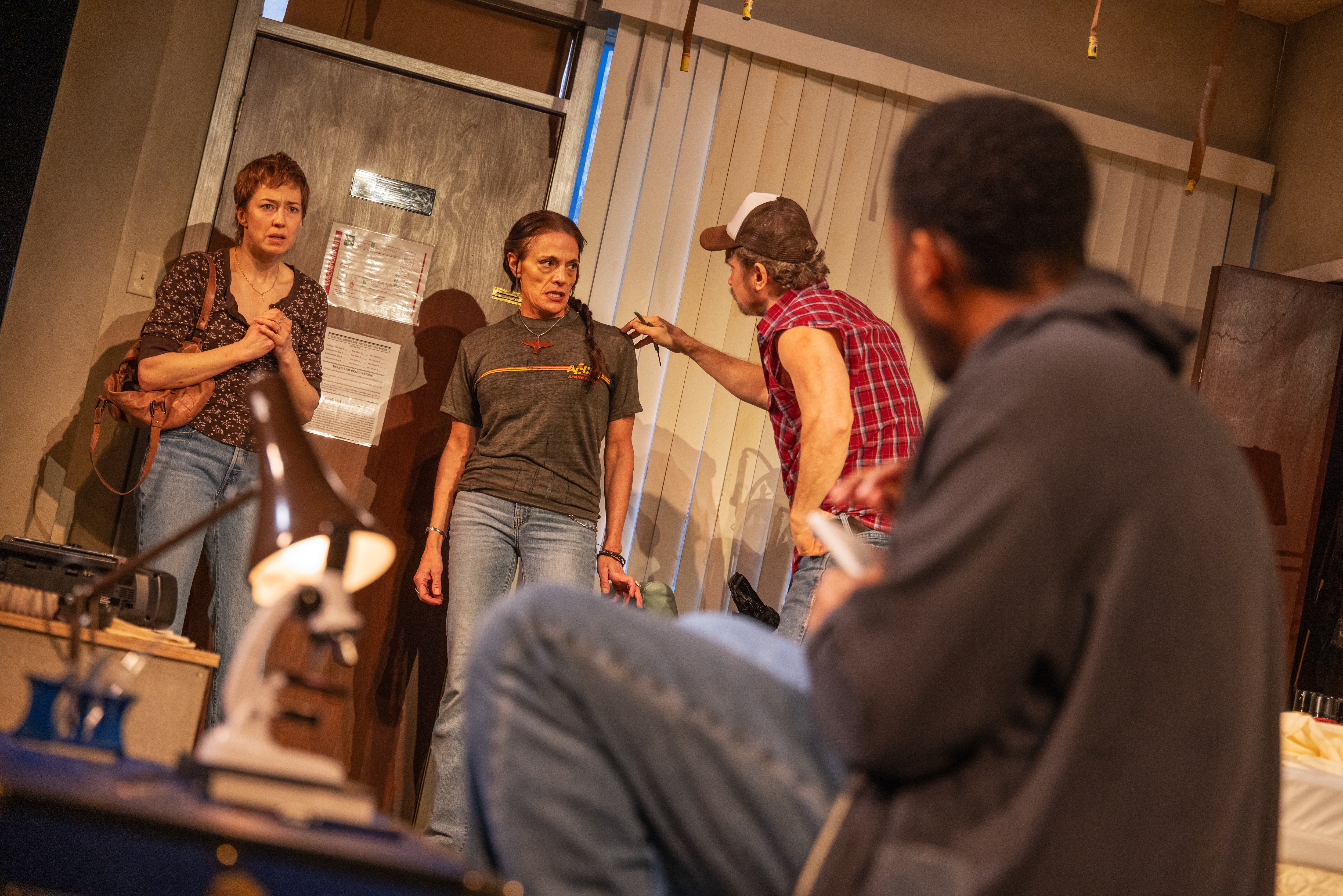 Carrie Coon, Jennifer Engstrom, Steve Key and Namir Smallwood in Steppenwolf Theatre's "Bug" on Broadway at the Samuel J. Friedman Theatre in New York. (Matthew Murphy)
